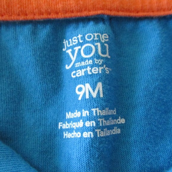 Carters Just One You Pullover Polo Shirt Boys 9M Blue Short‎ Sleeve Cars Collar - Picture 2 of 4